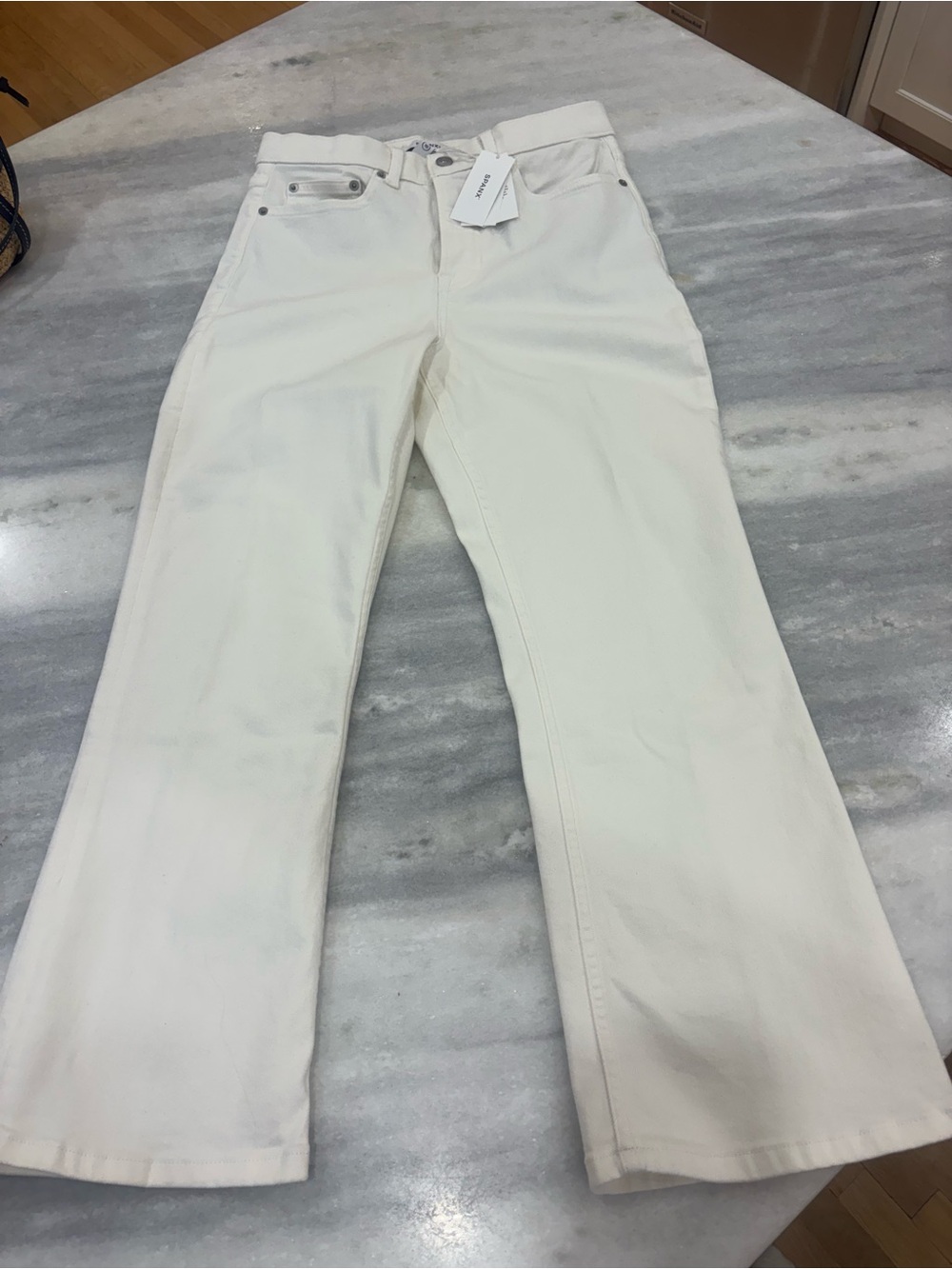 SPANX Cream Wide-Leg Jeans